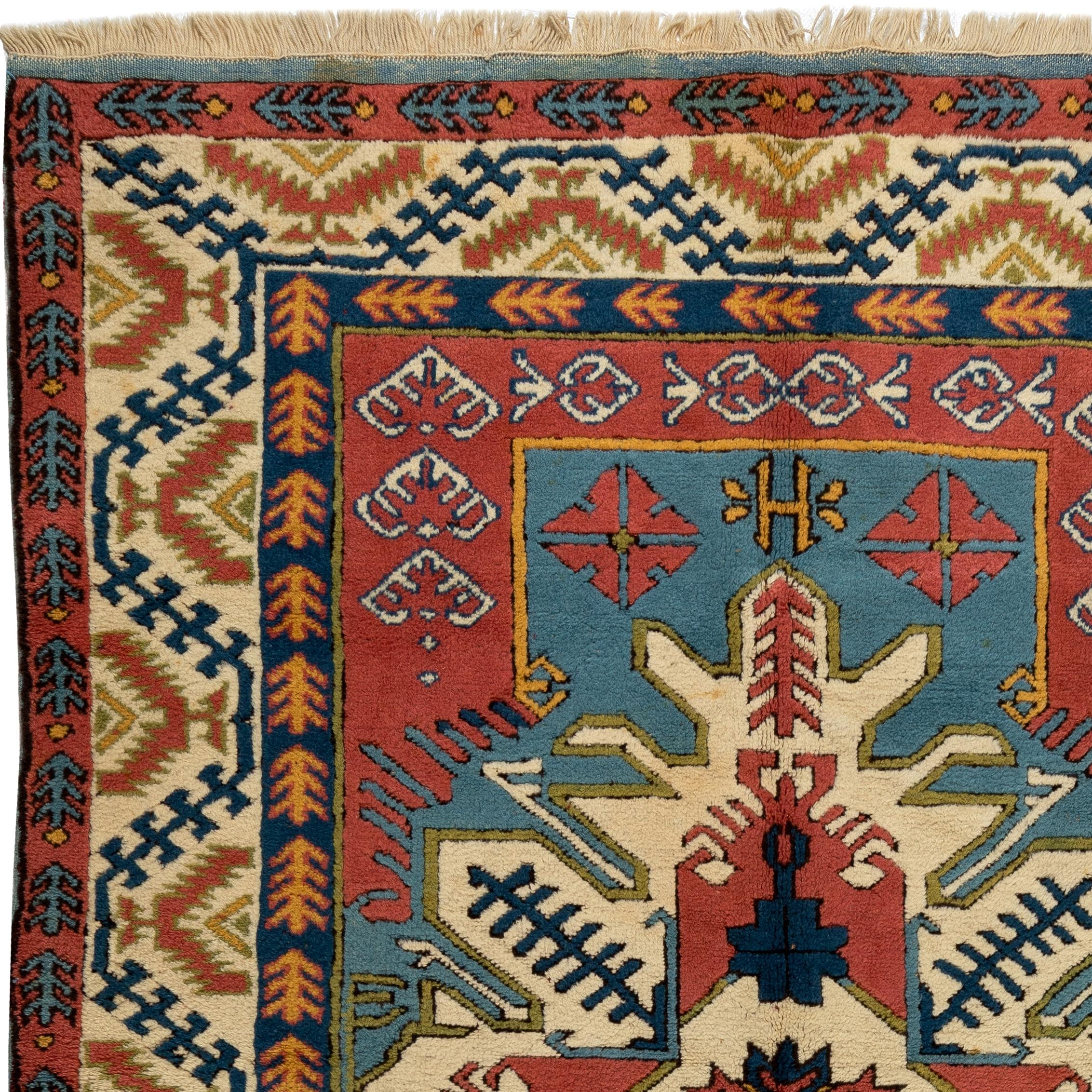 6x8.4 Ft Moderner handgefertigter türkischer Wollteppich. Geometrisches Design, weiches Medium Pile (Türkisch) im Angebot