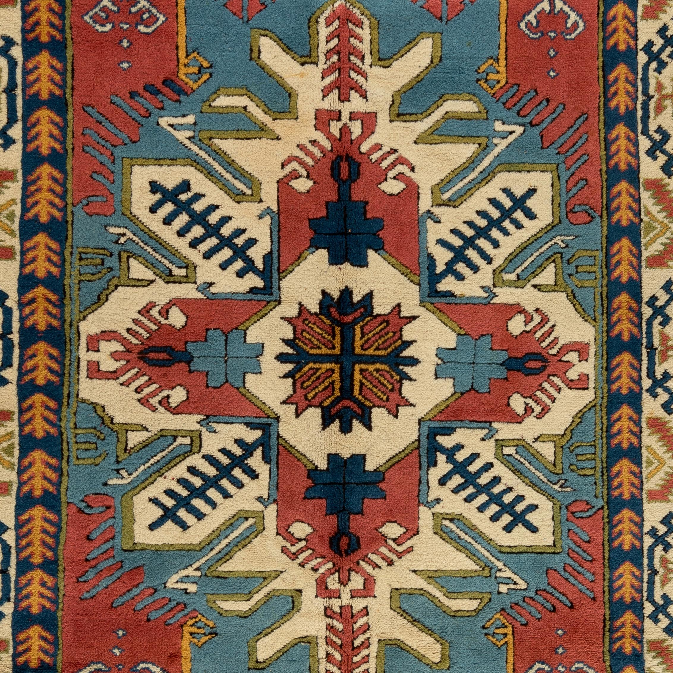 6x8.4 Ft Moderner handgefertigter türkischer Wollteppich. Geometrisches Design, weiches Medium Pile im Zustand „Neu“ im Angebot in Spring Valley, NY
