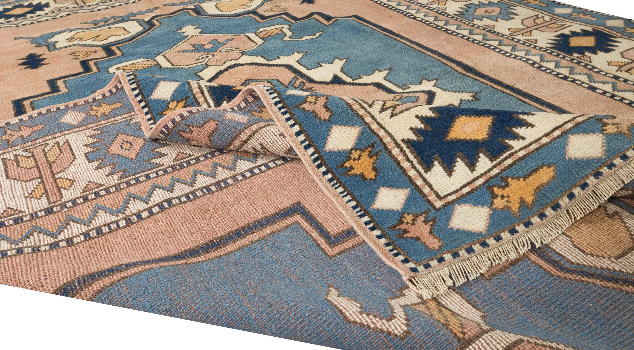 Alfombra contemporánea de Anatolia hecha a mano, de 6x8,4 pies, alfombra moderna con motivos geométricos Turco en venta