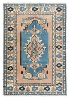 Alfombra turca geométrica vintage hecha a mano, de 6 x 8,4 pies, para el salón, 100 % lana