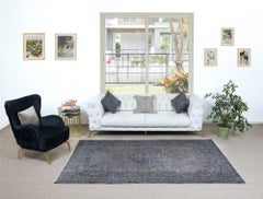 6x8.5 Ft Gray Modern Area Rug with Medallion, Handknotted in Isparta, Turkey