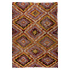 6x8.5 Ft Room Size Kilim Rug, Vintage Turkish HandWoven Geometric Pattern Carpet