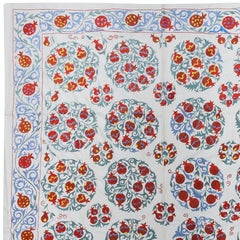 6x8.5 ft Silk Embroidery Wall Hanging, Pomegranate Design Bed Cover, Tablecloth