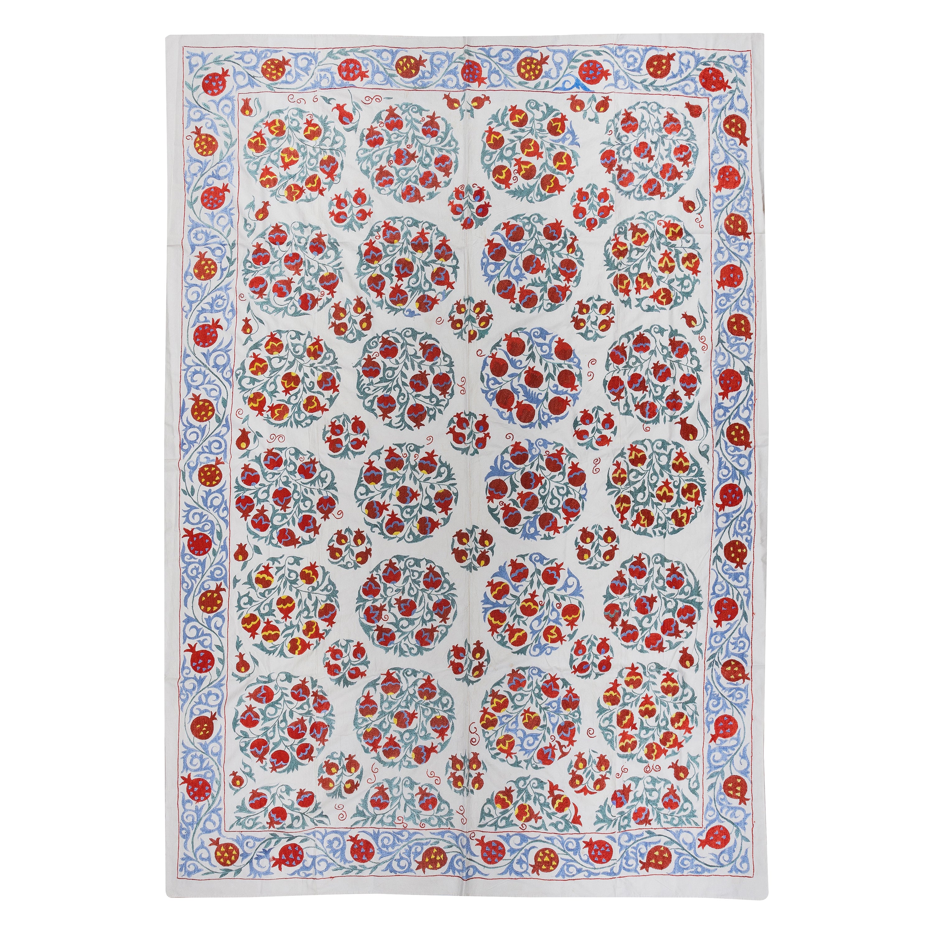 6x8,5 Fuß Seidenstickerei Wandbehang, Granatapfeldesign Bettbezug, Wanddekor