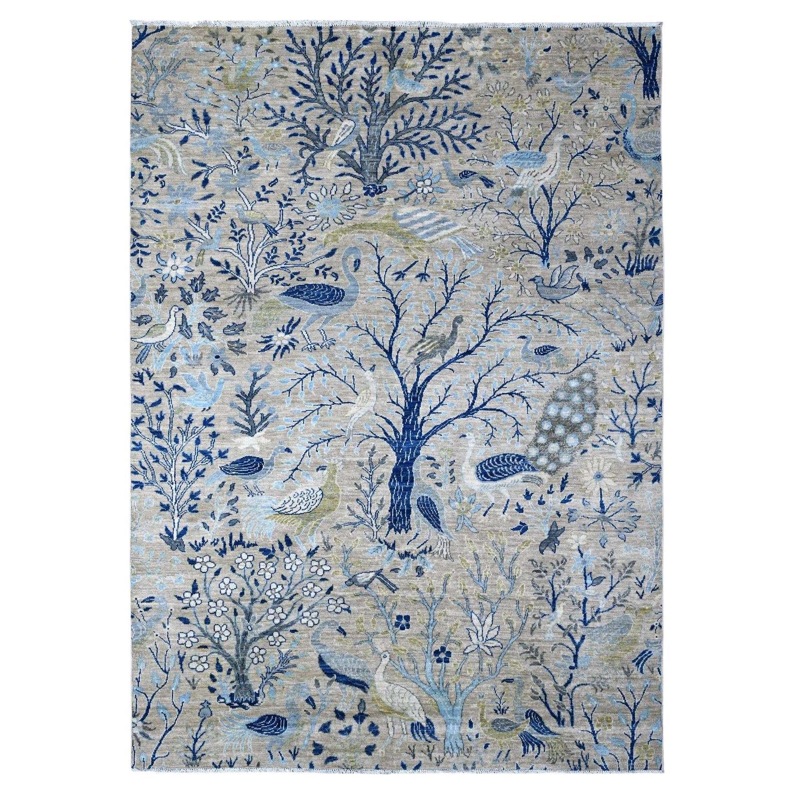 6'x8'5" Grandma Gray Afghan Peshawar Tappeto orientale annodato a mano in 100% lana