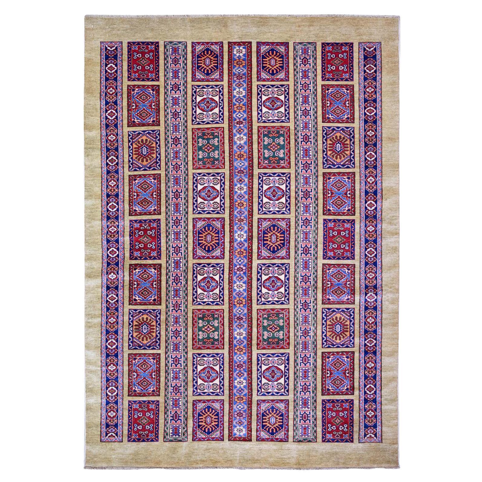 6'x8'6" Camel Brown Wool Afghan Super Kazak Hand Knotted Oriental Rug