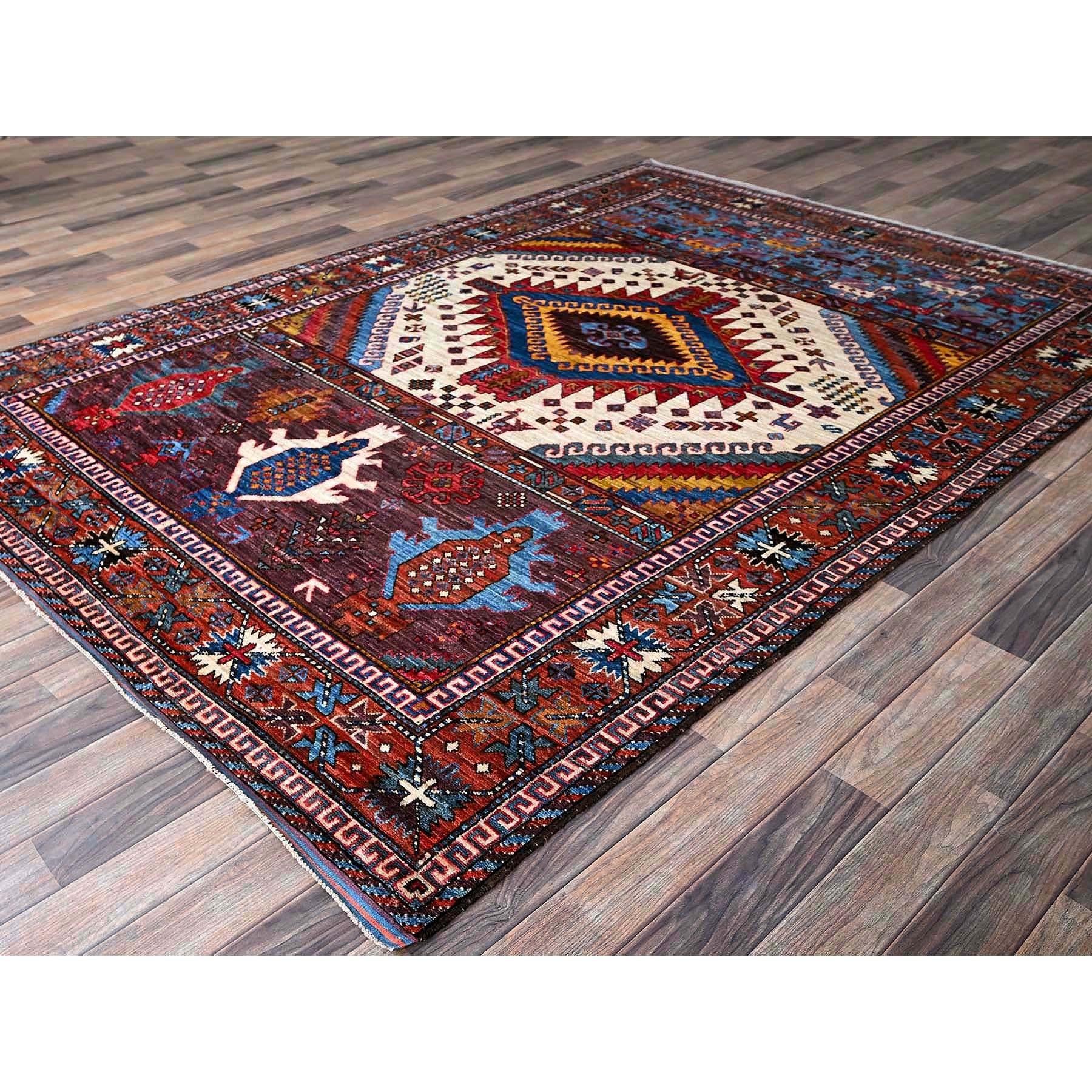 Afghan Tapis entièrement noué à la main, ivoire, afghan Ersari, design caucasien, 6'x8'6