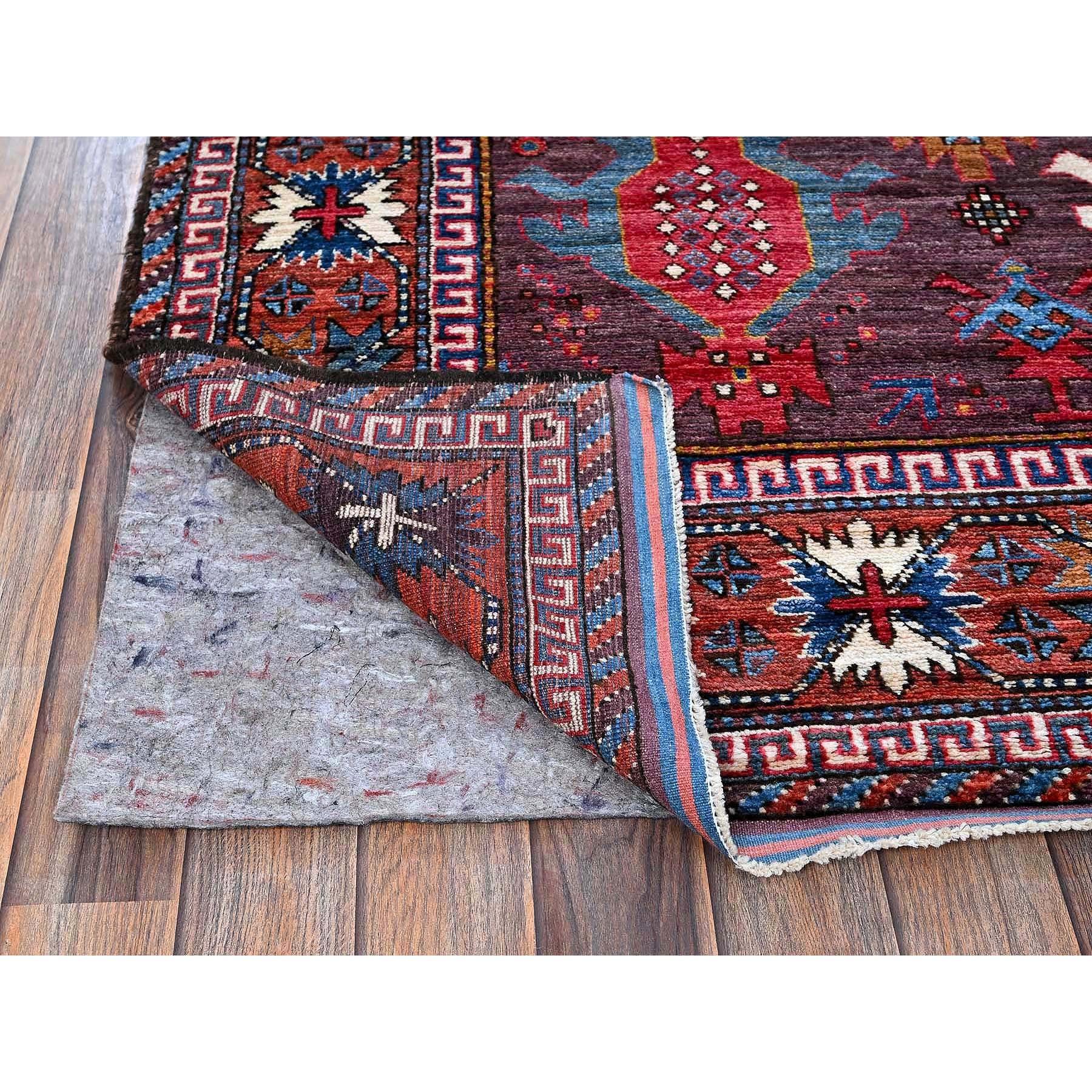 Noué à la main Tapis entièrement noué à la main, ivoire, afghan Ersari, design caucasien, 6'x8'6