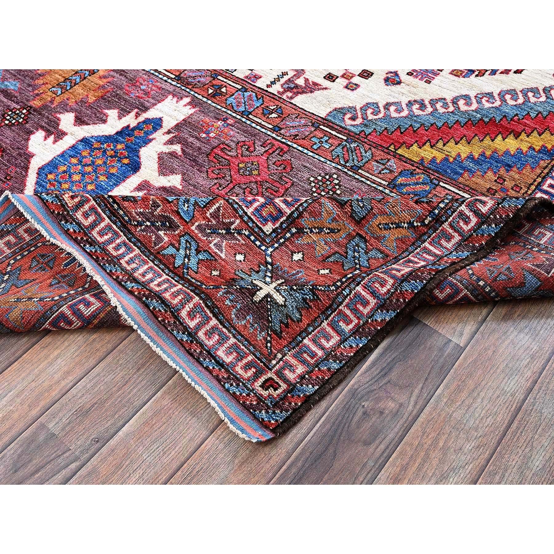 XXIe siècle et contemporain Tapis entièrement noué à la main, ivoire, afghan Ersari, design caucasien, 6'x8'6