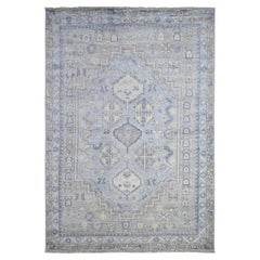 6'x8'6" Silbergrau, Anatolisches Dorf inspiriert weiche Wolle Hand geknüpft Teppich
