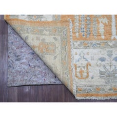 Tappeto in lana annodato a mano 6'x8'7" Copper Brown Afghan Angora Oushak Tree Design
