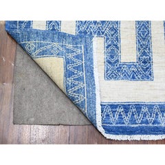 6'x8'7" Denim Blue, Pure Wool Hand Knotted, Finer Peshawar Oriental Rug