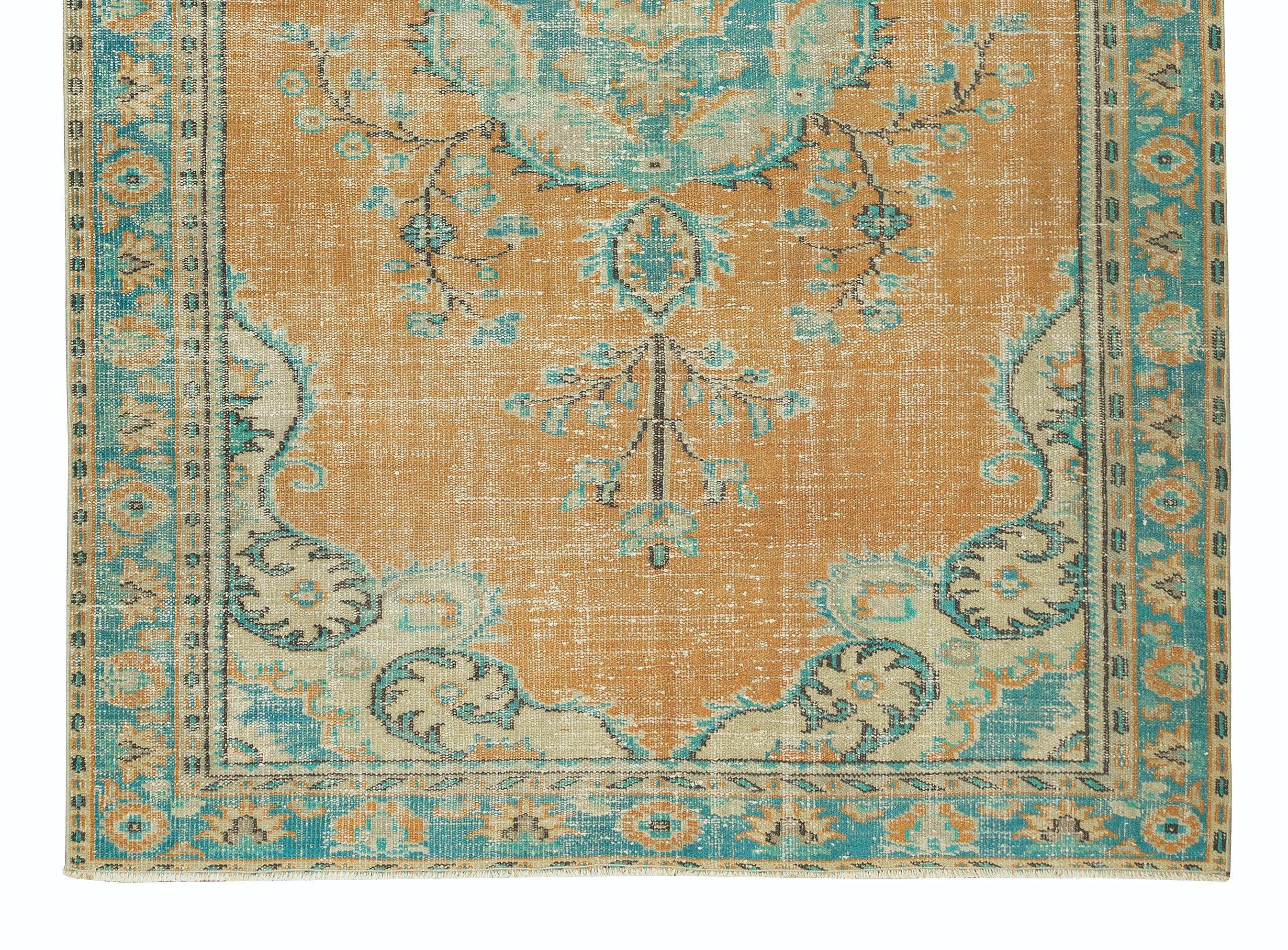 Dekorativer handgeknüpfter türkischer Vintage-Teppich mit Medaillon-Design, 6x8.7 m (Handgeknüpft) im Angebot