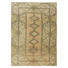 6x8.7 Ft Hand Knotted Retro Turkish Milas Rug, 100% Wool