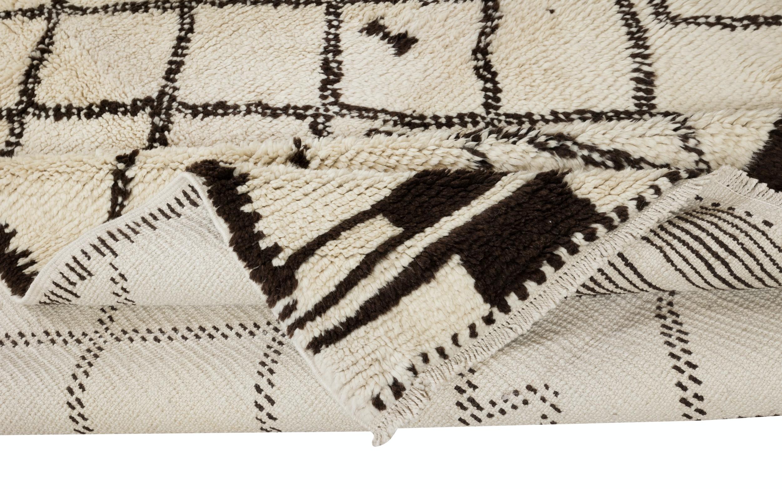 6x8.7 Ft Marokkanischer Teppich aus natürlicher Wolle, handgefertigter Tulu-Teppich im Diamantdesign mit Diamantmuster (Türkisch) im Angebot
