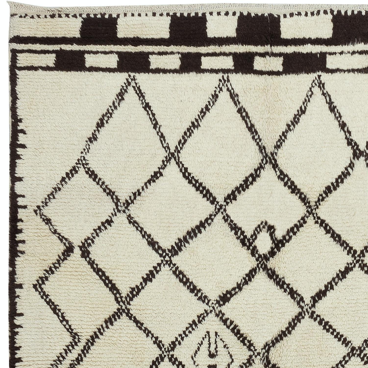 6x8.7 Ft Marokkanischer Teppich aus natürlicher Wolle, handgefertigter Tulu-Teppich im Diamantdesign mit Diamantmuster (Handgeknüpft) im Angebot