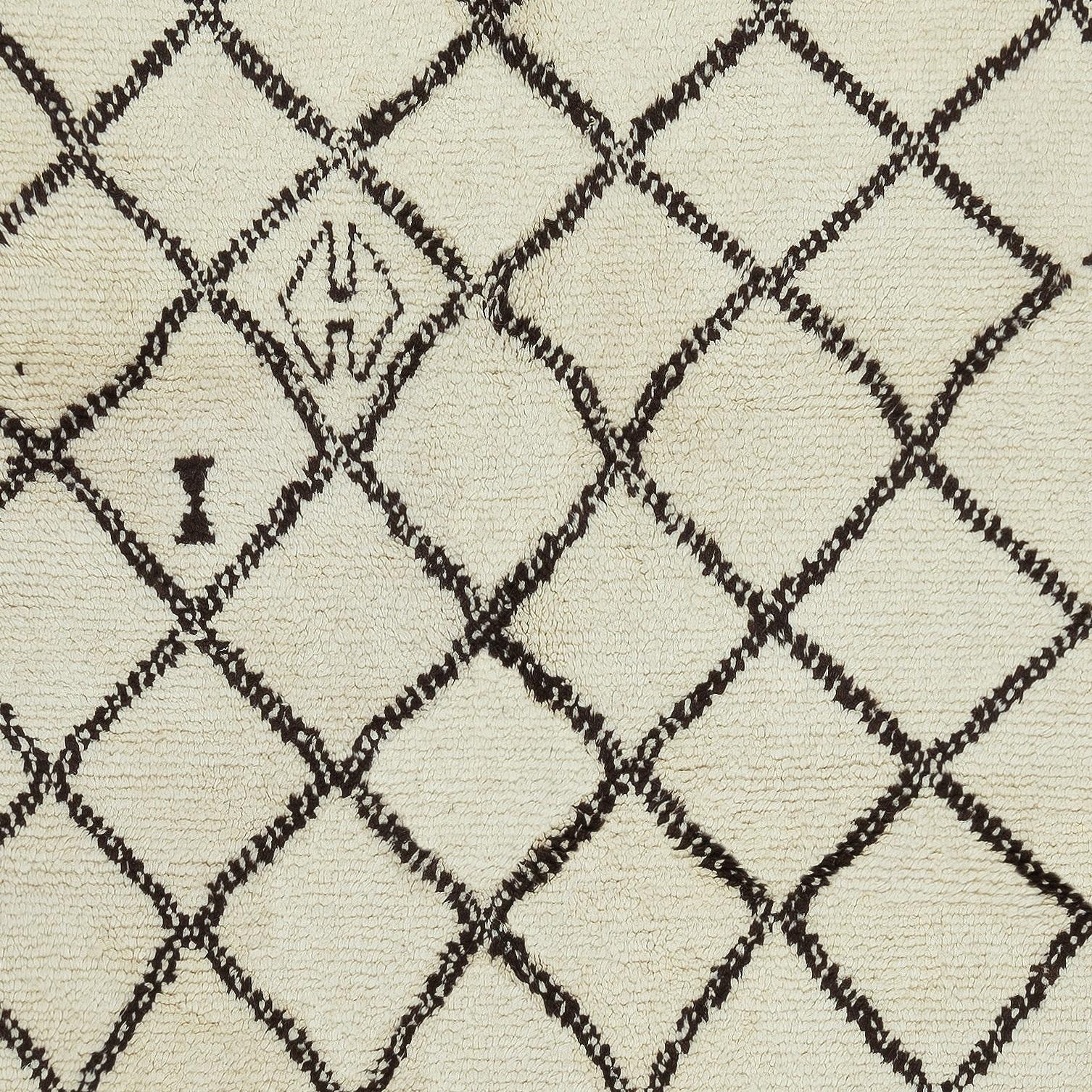 6x8.7 Ft Marokkanischer Teppich aus natürlicher Wolle, handgefertigter Tulu-Teppich im Diamantdesign mit Diamantmuster im Zustand „Neu“ im Angebot in Spring Valley, NY