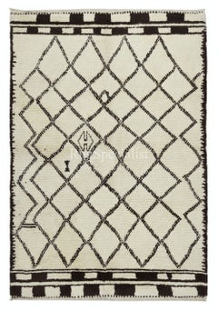 Alfombra marroquí de lana natural 6x8,7 pies, alfombra Tulu de diseño romboidal hecha a mano