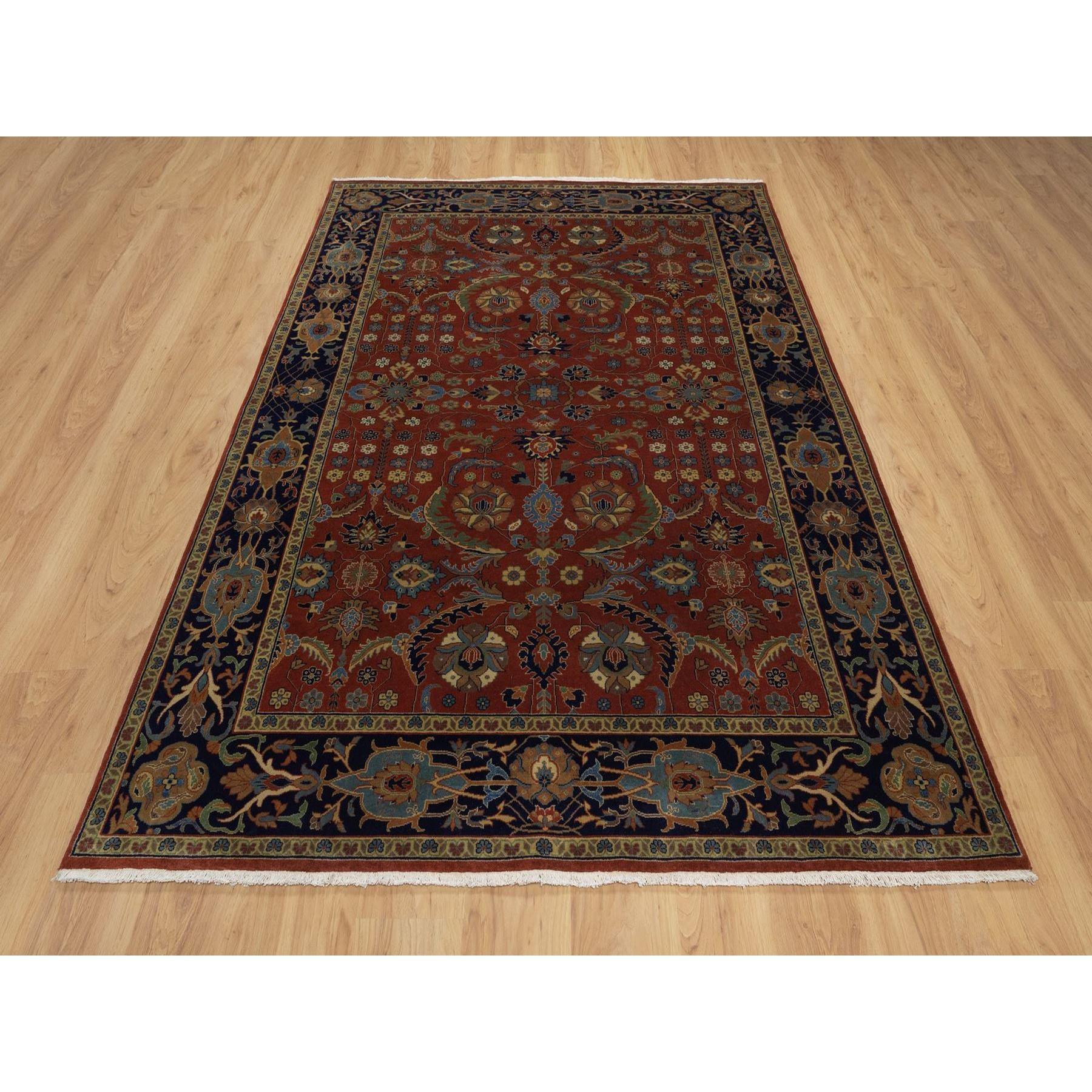 Wine Red, 100% Hand Spun New Zealand Wool, 300 KPSI, Sarouk Mohajeran Design, Fine Hand Knotted, Oriental Rug
Primary materials: Wool
Latex: No Pile 
height: 0.25 Inches
Style: Traditional
Primary color: Red
Secondary colors: Blue, Green, Brown,