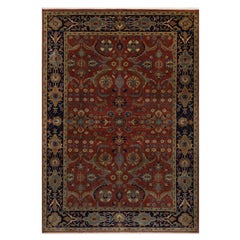 6
x8
7" Red New Zealand Wool 300 KPSI Sarouk Mohajeran Design Hand Knotted Rug