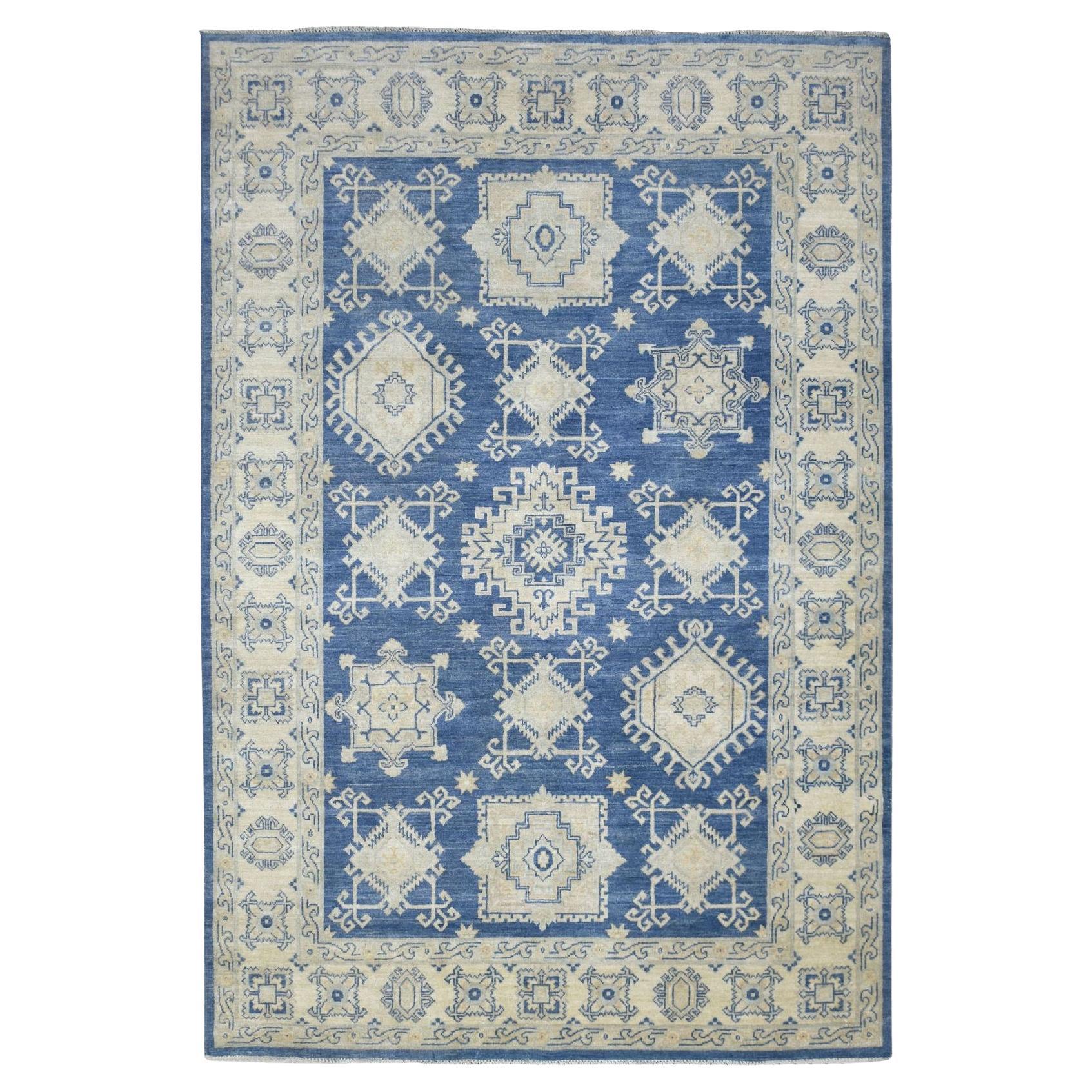 6
x8
8" Denim Blau, Bio Wolle Handgeknüpft, Feiner Peshawar Orientteppich