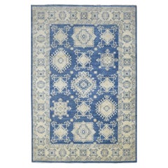 6'x8'8" Denim Blue, Organic Wool Hand Knotted, Fine Peshawar Oriental Rug