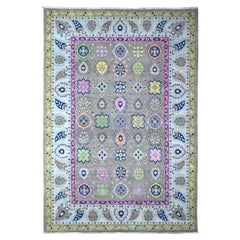 6'x8'8" Dorian Gray Colorful Fusion Kazak Organic Wool Oriental Rug