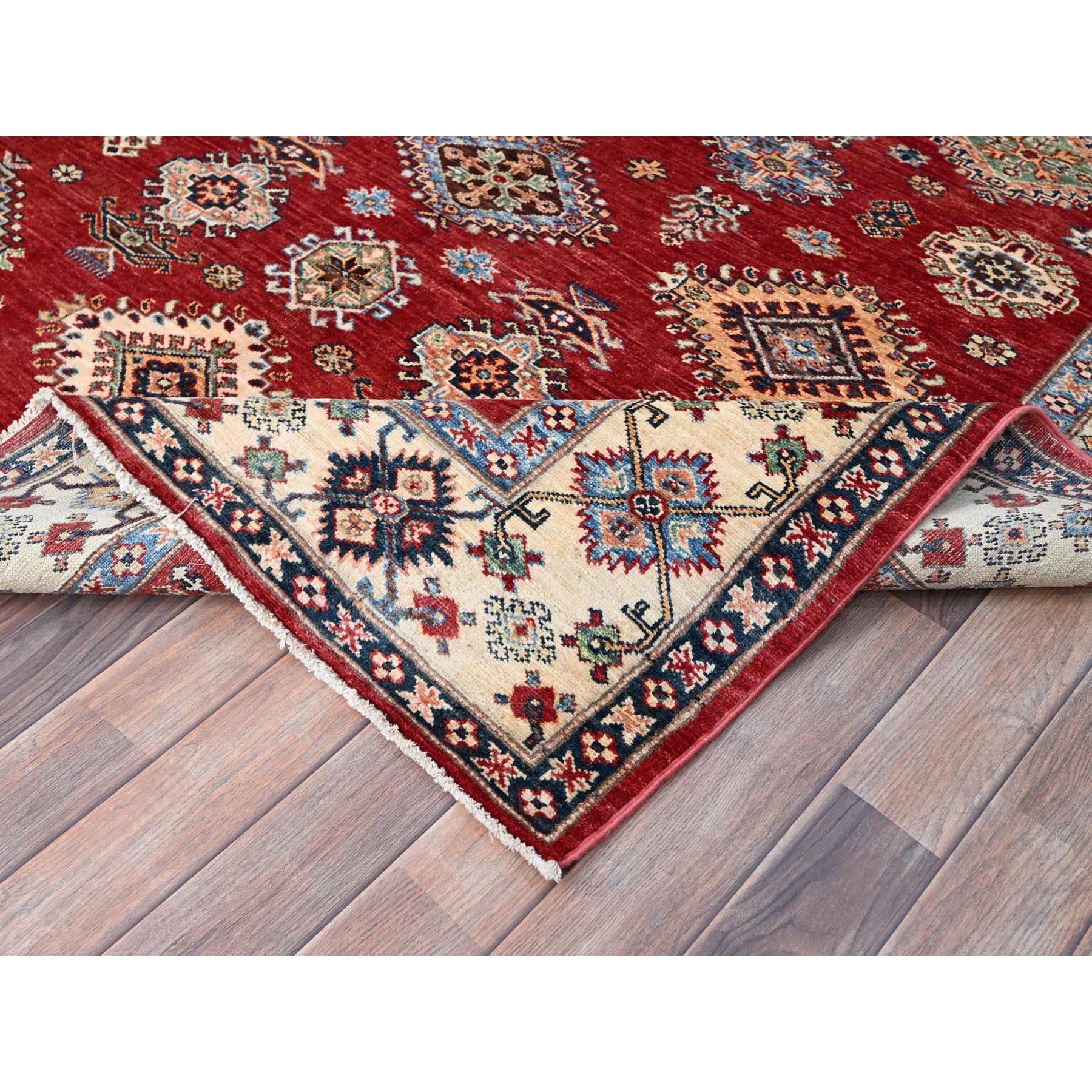 Alfombra Oriental Tribal Super Kazak Anudada a Mano Rojo Ladrillo Fuego 6'x8'8 en Nuevo estado para la venta en Carlstadt, NJ
