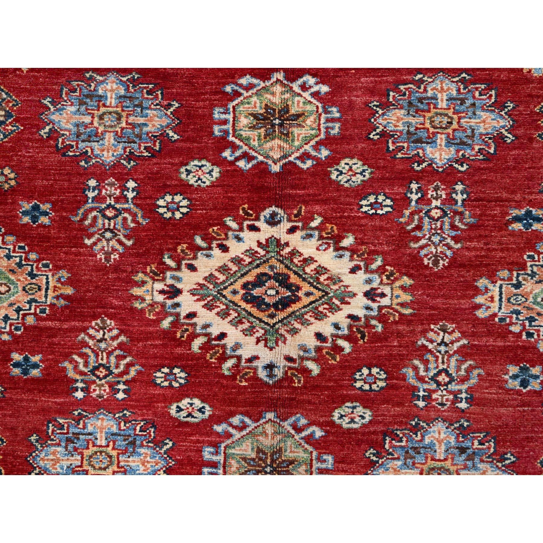 Alfombra Oriental Tribal Super Kazak Anudada a Mano Rojo Ladrillo Fuego 6'x8'8 Lana en venta