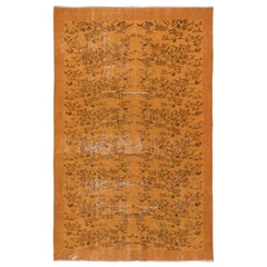 Tappeto turco fatto a mano 6x8.8 Ft in arancione, ideale per ambienti moderni