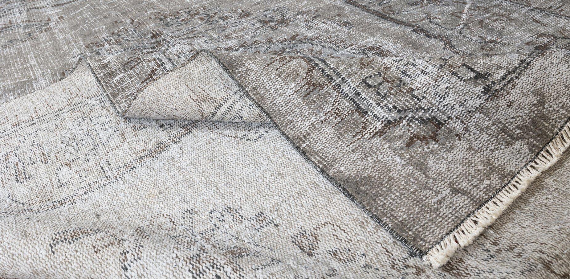Turkish Vintage Distressed Rug in Gray for Modern Interiors, Handmade in Turkey For Sale