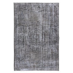 Vintage Distressed Rug in Gray for Modern Interiors, Handmade in Turkey