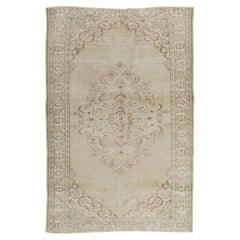 6x8.8 ft Vintage Turkish Rug in Soft Mint Green. Handmade Sage Green Carpet