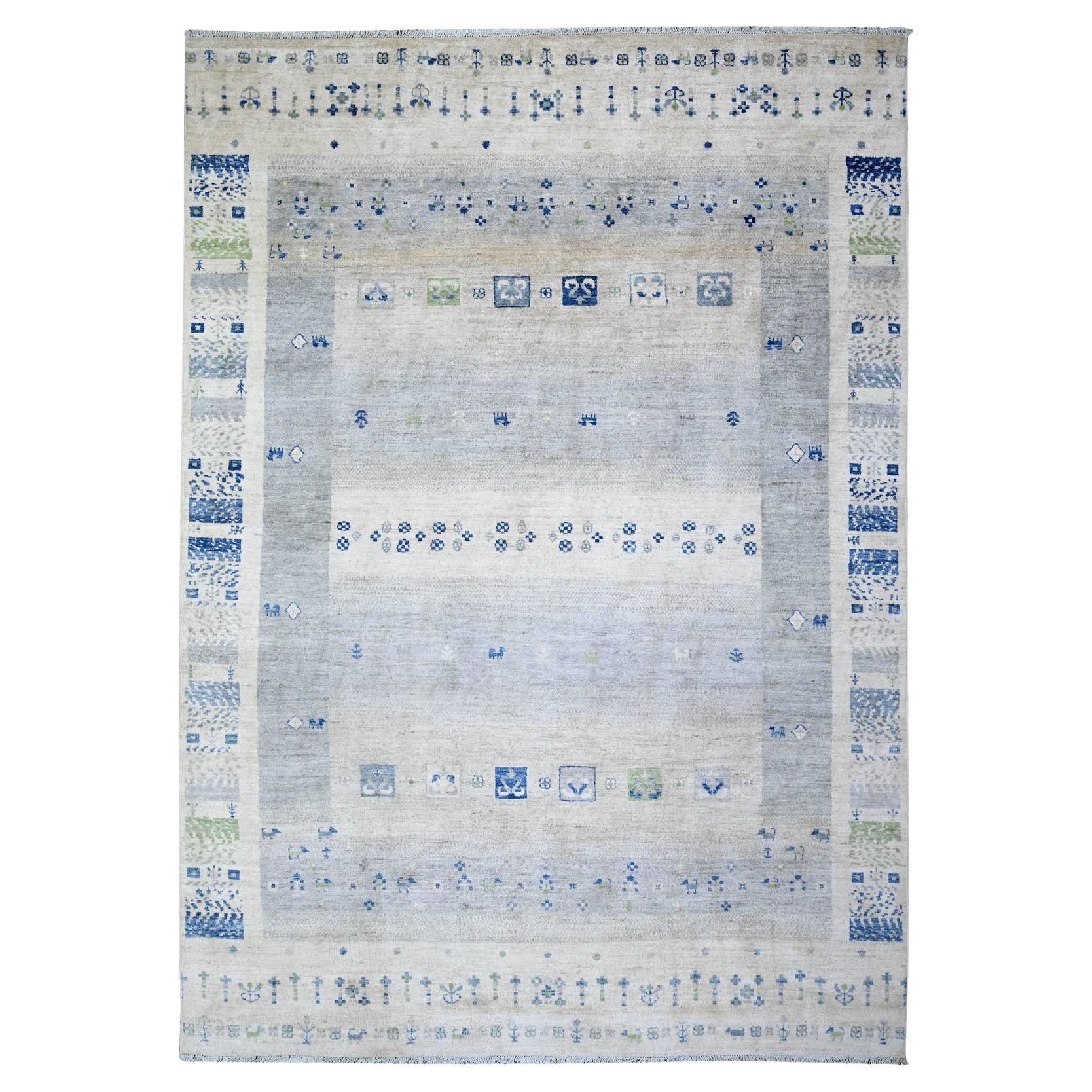 Alfombra Oriental Anudada a Mano de Pura Lana Kashkuli Gabbeh Gris 6
x8
8