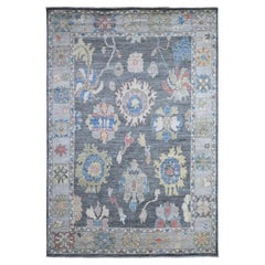 6'x8'8" Nevada Gray Afghan Angora Oushak Wool Foundation Oriental Rug