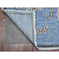 6'x8'8" Queen Blue Snowflake Geometric Design Peshawar Oriental Rug