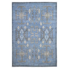 6'x8'8" Queen Blue Snowflake Geometric Design Peshawar Oriental Rug