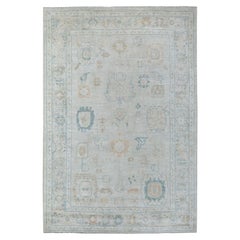 6'x8'9" Afghan Angora Oushak Bio-Wolle Handgeknüpft Grau Teppich