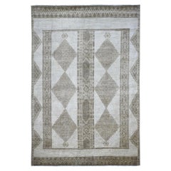 6'x8'9" Brauner marokkanischer Berber Einfluss Geometrisches Design Handgeknüpfter Wollteppich