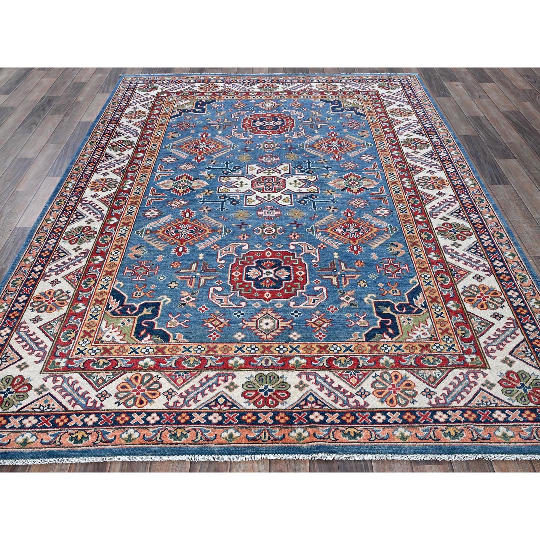 Kazako Tappeto orientale in lana annodato a mano 6'x8'9