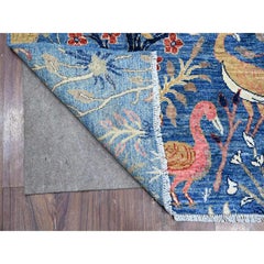 6'x8'9" Dodger Blue Hand Knotted Wool Abrash Afghan Peshawar Oriental Rug