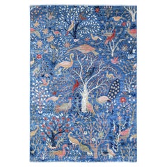 6'x8'9" Dodger Blue Hand Knotted Wool Abrash Afghan Peshawar Oriental Rug