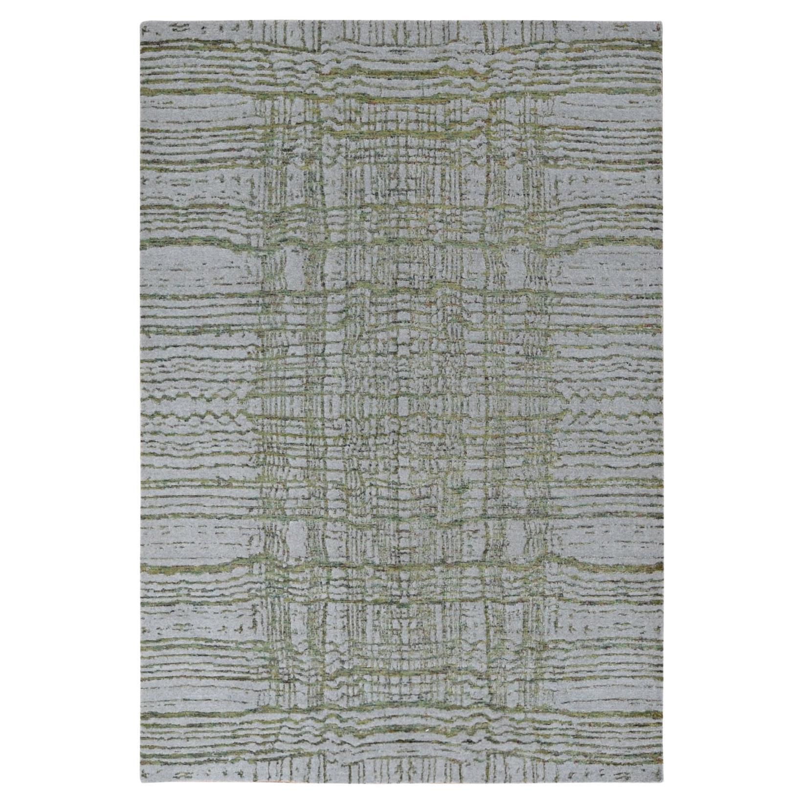 6
x8
9" Gris Ganso, Fino Jacquard Moderno Tejido a Mano, Lana y Seda Artística, Alfombra