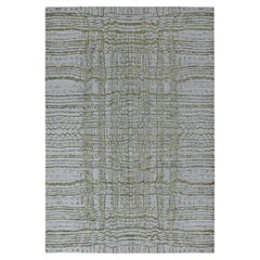 6
x8
9" Gris Ganso, Fino Jacquard Moderno Tejido a Mano, Lana y Seda Artística, Alfombra