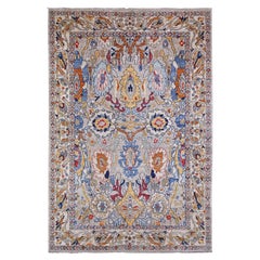 6'x8'9" Grau Aryana Grade Ziegler Mahal Design Hand geknüpft Wolle Teppich