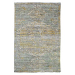 6'x8'9" Gray Whimsical Collection High Mountain Wool Hand Knotted Modern Rug