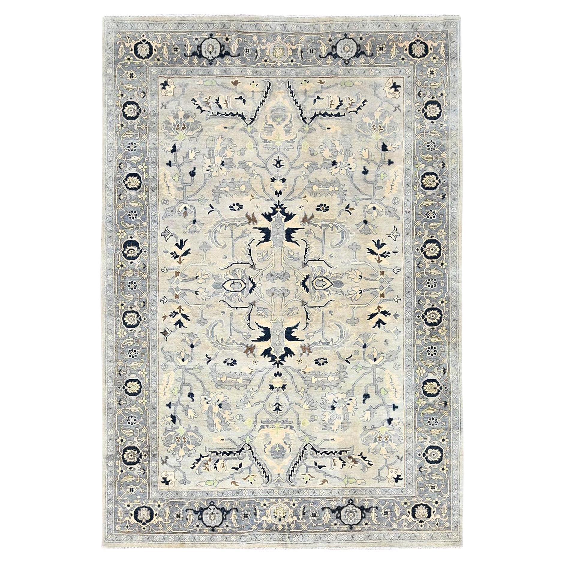 6'x8'9" Grey, Serapi Heriz Design, Soft Wool, Hand Knotted, Oriental Rug