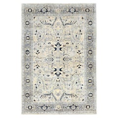 6'x8'9" Gris, Diseño Serapi Heriz, Lana Suave, Anudada a Mano, Alfombra Oriental