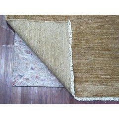 6'x8'9" Khaki Brown Plain Solid Pattern Hand Knotted Hand Spun Ghazni Wool Rug
