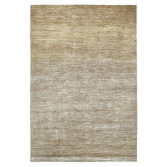 6'x8'9" Khaki Brown Plain Solid Pattern Hand Knotted Hand Spun Ghazni Wool Rug